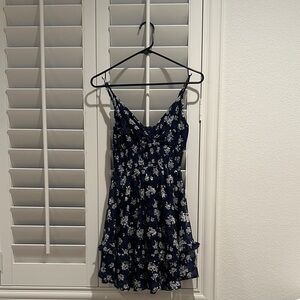 Altar'd State Navy Blue Floral Midi Dress